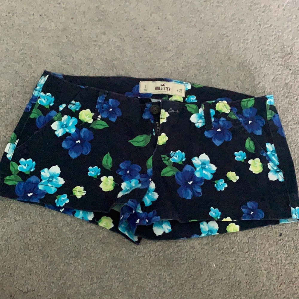 Navy, blue, yellow, green floral Hollister shorts